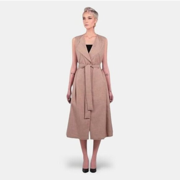 Stoosh Belted Sleeveless Vest Trench Coat Cardigan - Picture 12 of 12